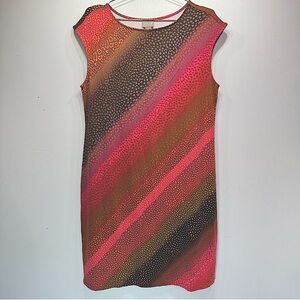 Chico’s Striped Leopard Animal Print Sleeveless Lightweight Knit Summer Dress